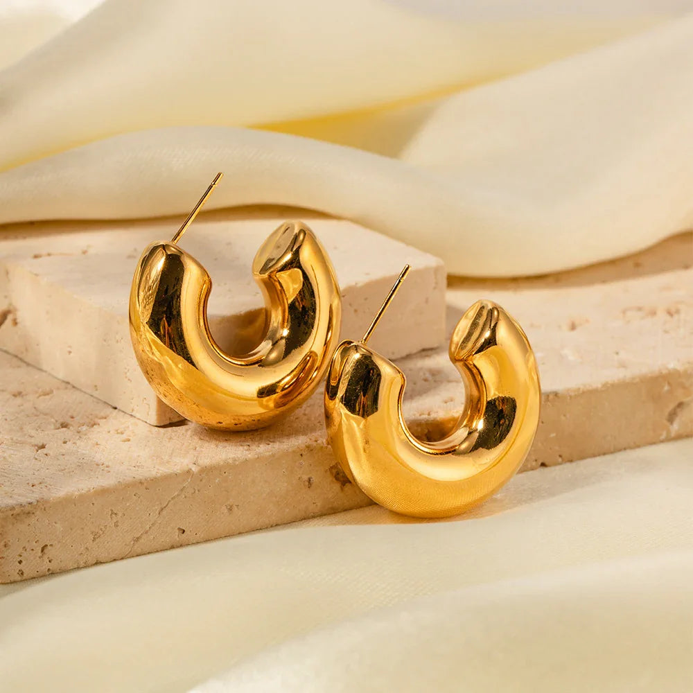 [Royal Vicky]Natalia Chunky Gold Hoops