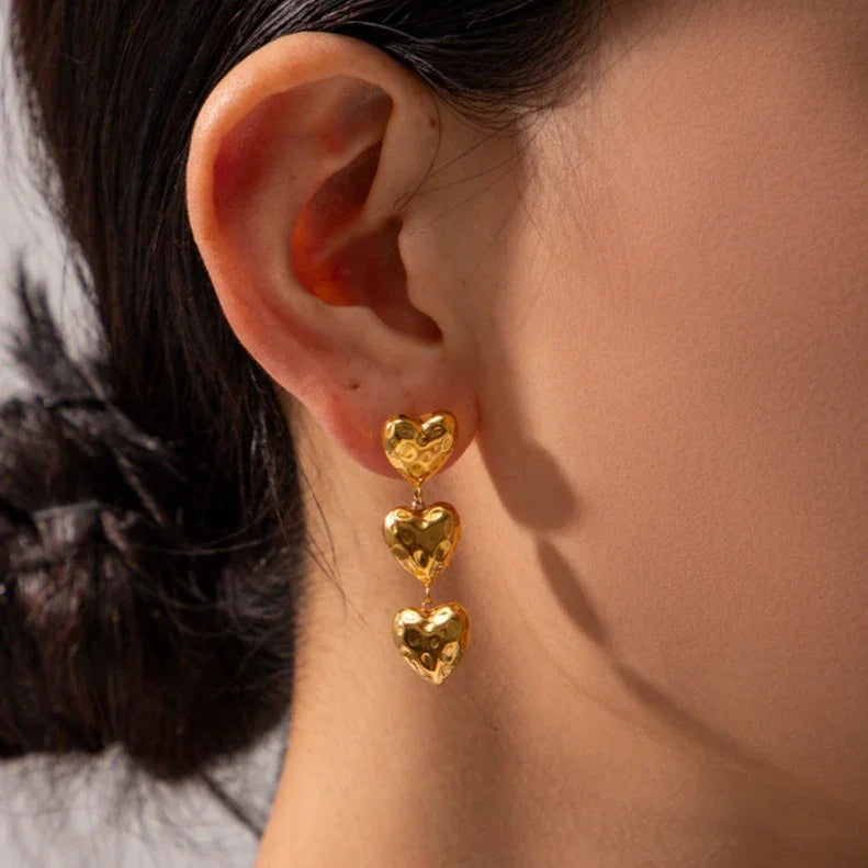 [Royal Vicky]Heather Heart Gold Earrings