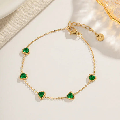 [Royal Vicky]Francia Green Heart Bracelet
