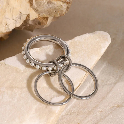 [Royal Vicky]Mikayla Stacked Freshwater Pearl Ring