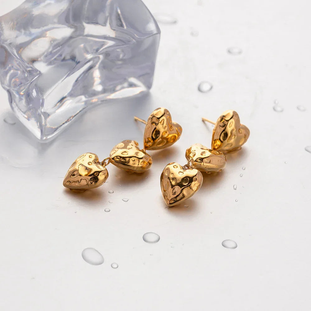 [Royal Vicky]Heather Heart Gold Earrings