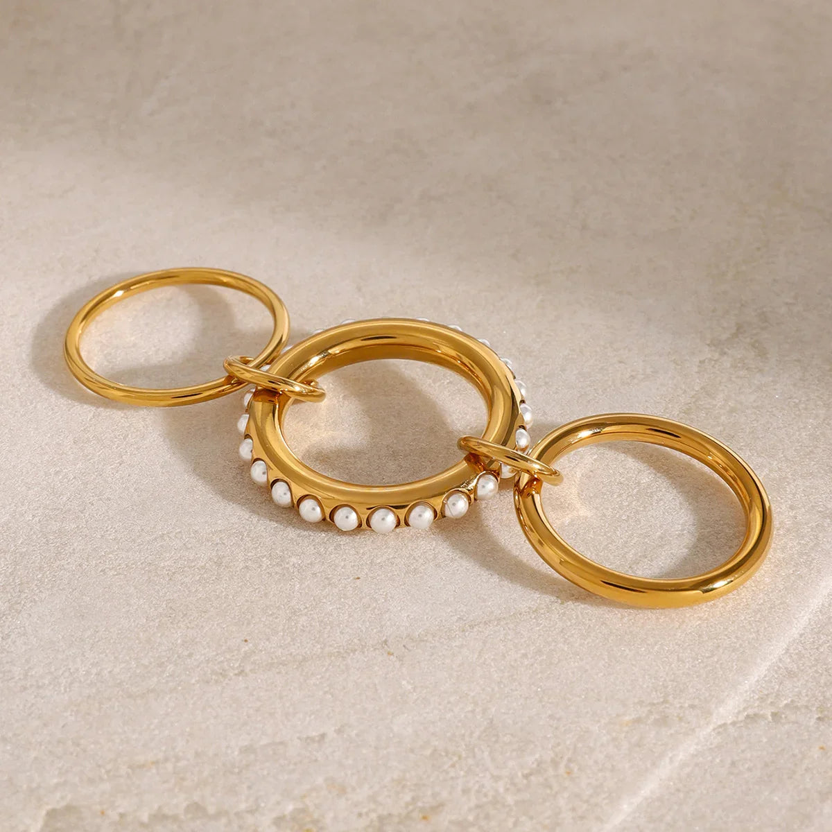 [Royal Vicky]Mikayla Stacked Freshwater Pearl Ring