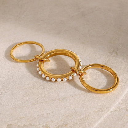 [Royal Vicky]Mikayla Stacked Freshwater Pearl Ring