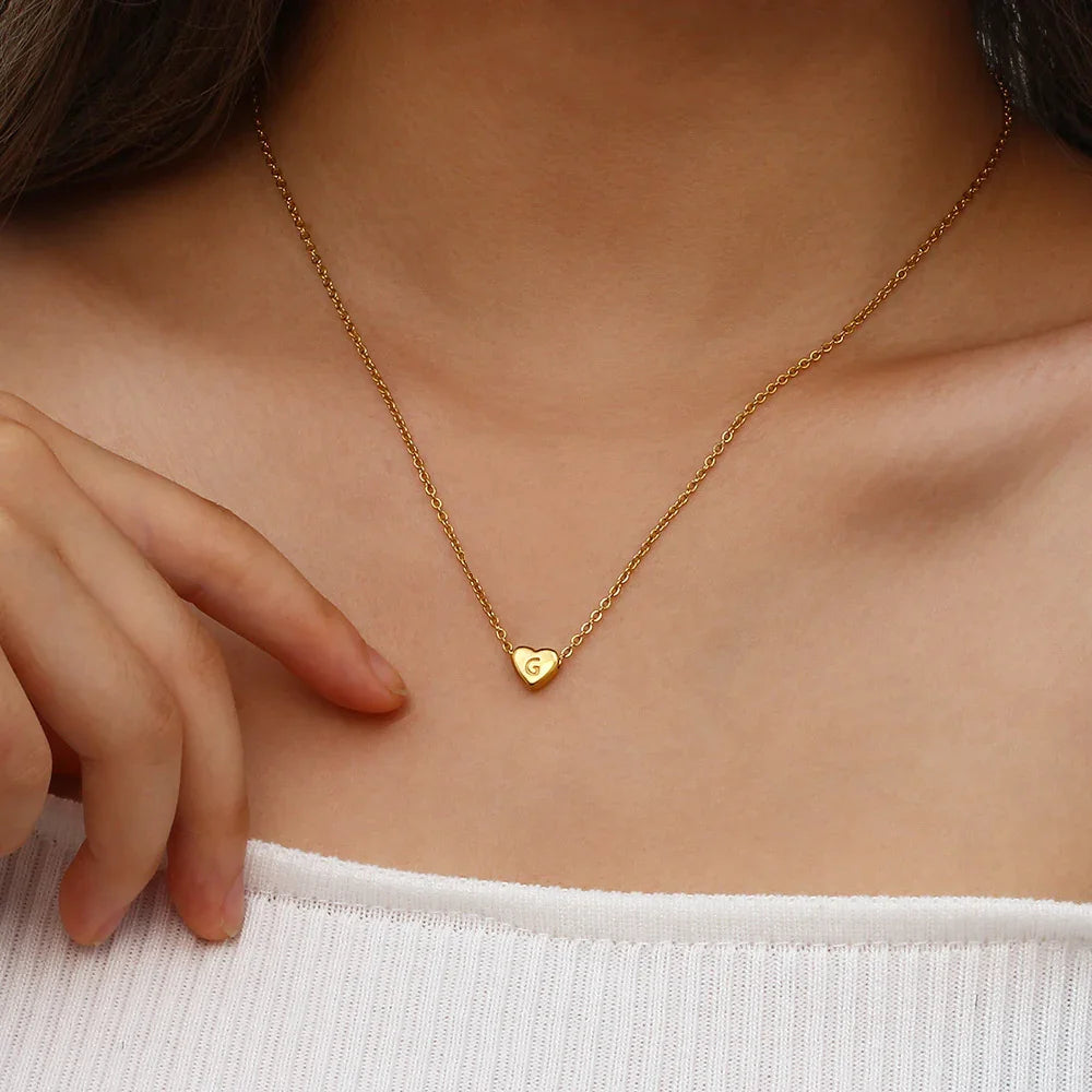 [Royal Vicky]Heart Initial Gold Necklace