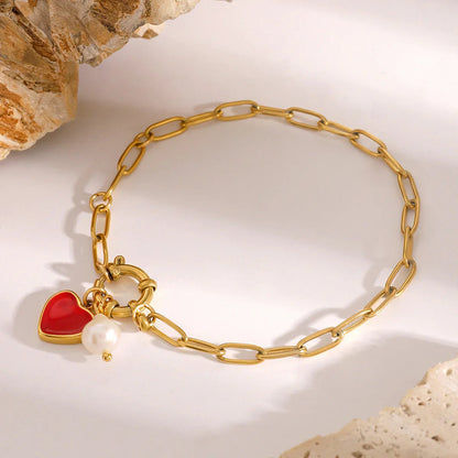 [Royal Vicky]Nerissa Heart Chain Pearl Bracelet