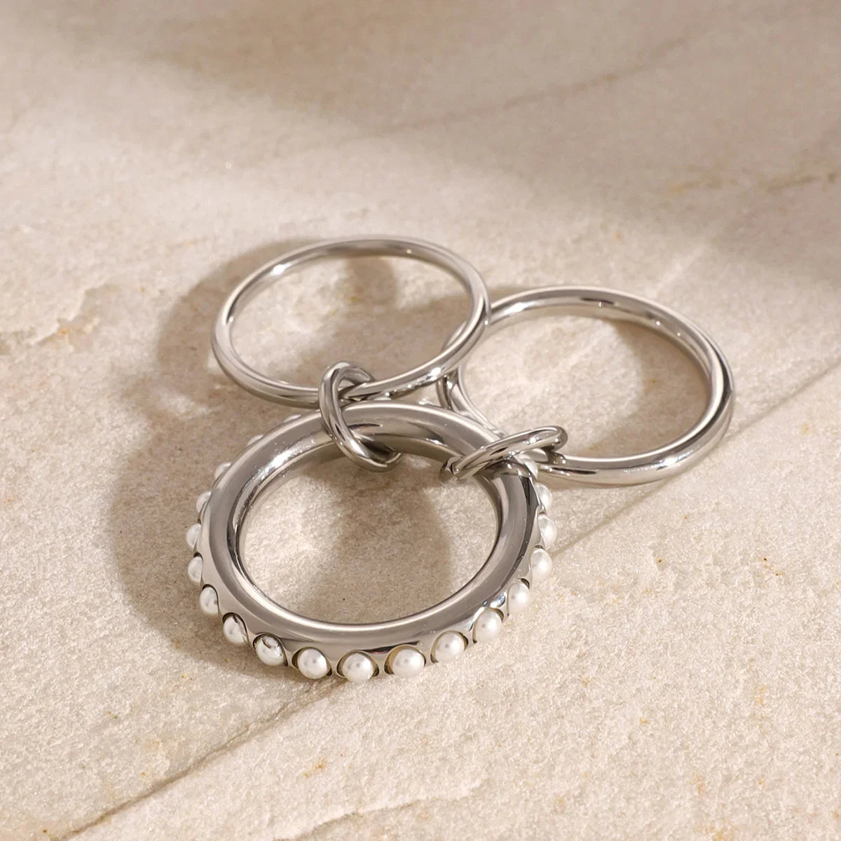 [Royal Vicky]Mikayla Stacked Freshwater Pearl Ring