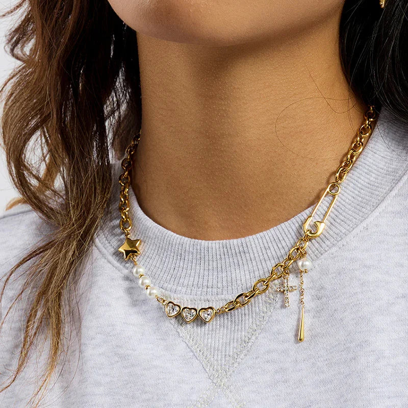 [Royal Vicky]Zeraphine Diamond Pearl Gold Necklace