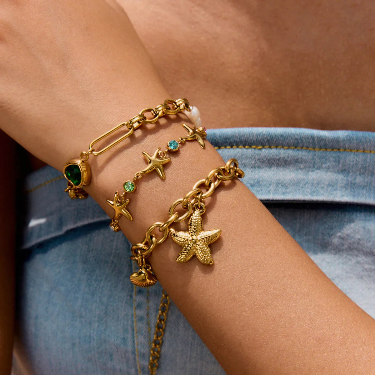 [Royal Vicky]Melanie Emerald Pearl Bracelet
