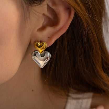 [Royal Vicky]Zofia Two Tone Heart Earrings
