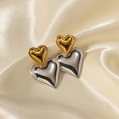 [Royal Vicky]Zofia Two Tone Heart Earrings