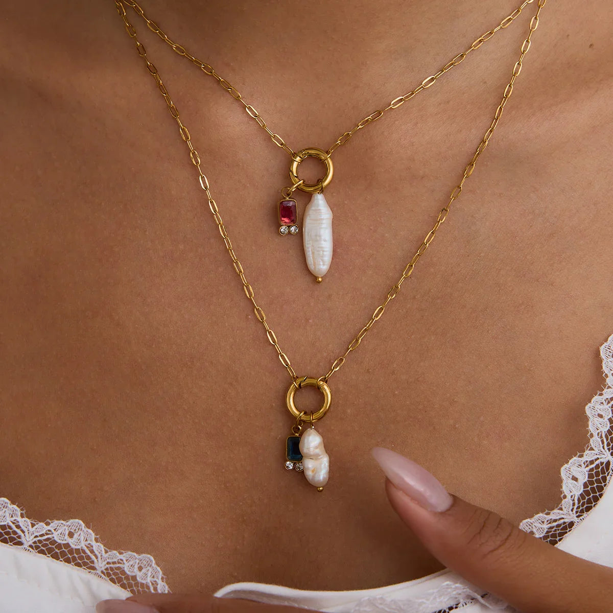 [Royal Vicky]Caitlin Birthstone Pearl Necklace