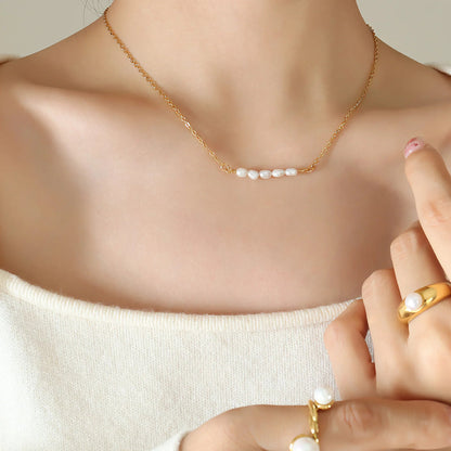 [Royal Vicky]Fleur Freshwater Pearl Gold Necklace