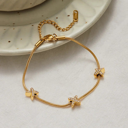 [Royal Vicky]Brienne Diamond Cross Herringbone Bracelet