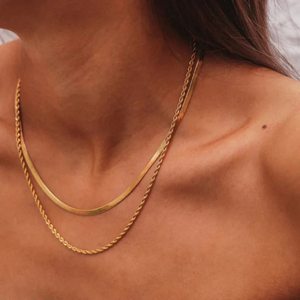 [Royal&Vicky]Hailey Goldhalskette mit mehreren Schichten