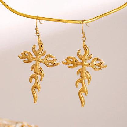 [Royal Vicky]Adrielle Branched Cross Gold Earrings