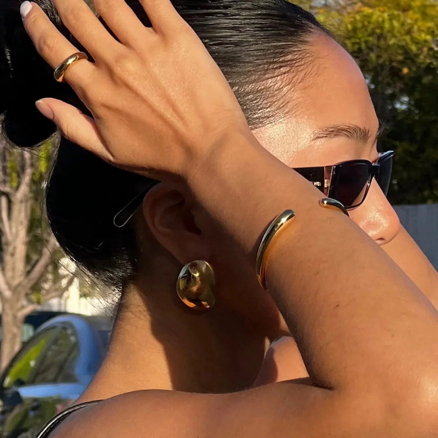[Royal Vicky]Carrie Chunky Bean Gold Earrings