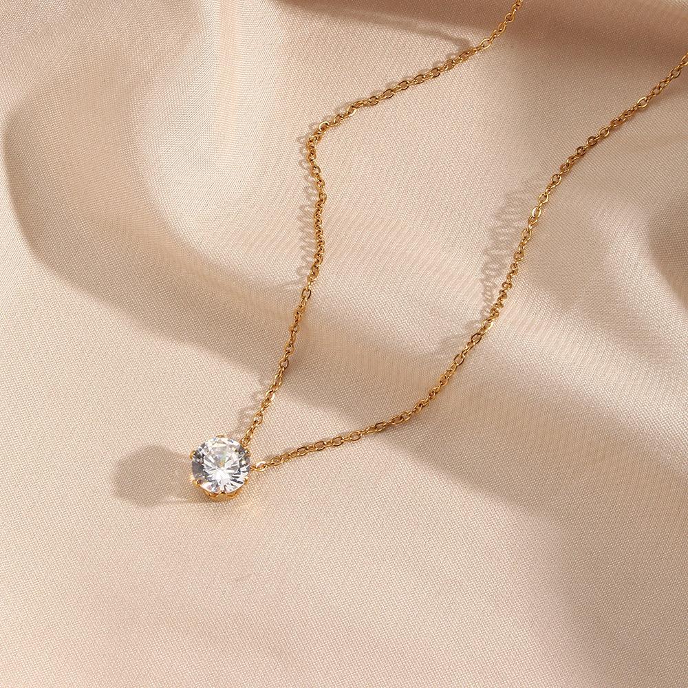 [Royal Vicky]Kyla Solitaire Gold Necklace