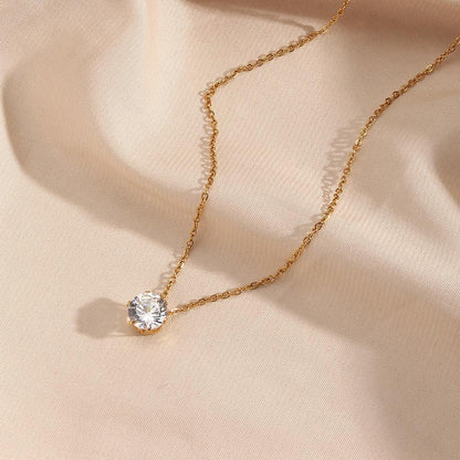 [Royal Vicky]Kyla Solitaire Gold Necklace