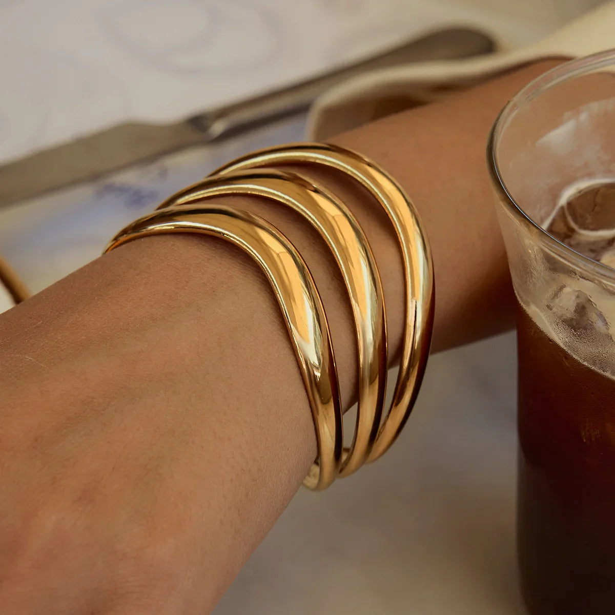 [Royal Vicky]Meredith Triple Layer Gold Bangle