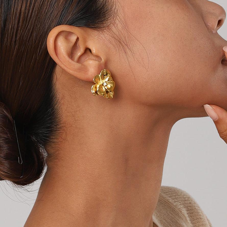 [Royal Vicky]Ainsley Floral Gold Earrings