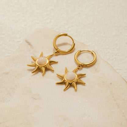 [Royal Vicky]Helia Sun-shaped Moonstone Earrings