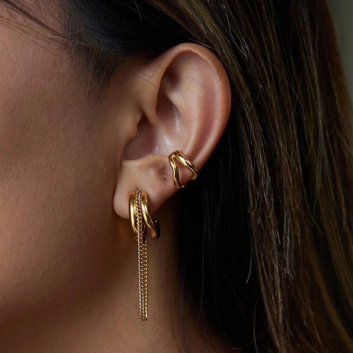 [Royal Vicky]Galilea Link Chain Hoops