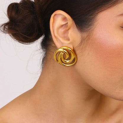[Royal Vicky]Janice Triple Spiral Gold Earrings