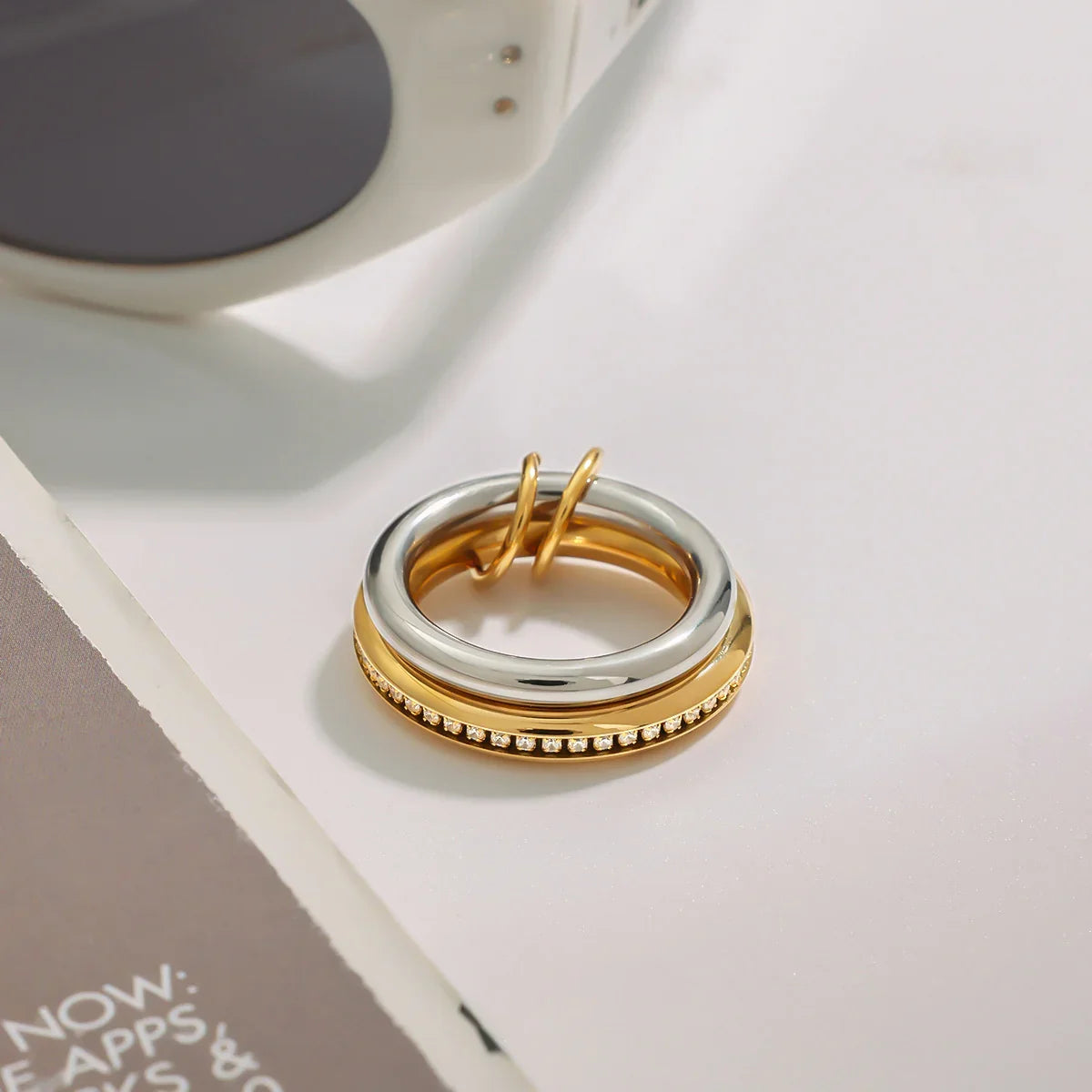 [Royal Vicky]Claire Two Tone Ring Stack