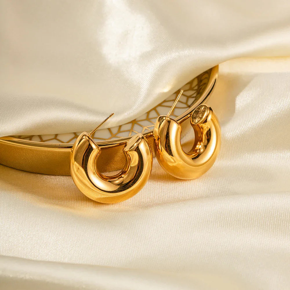 [Royal Vicky]Natalia Chunky Gold Hoops