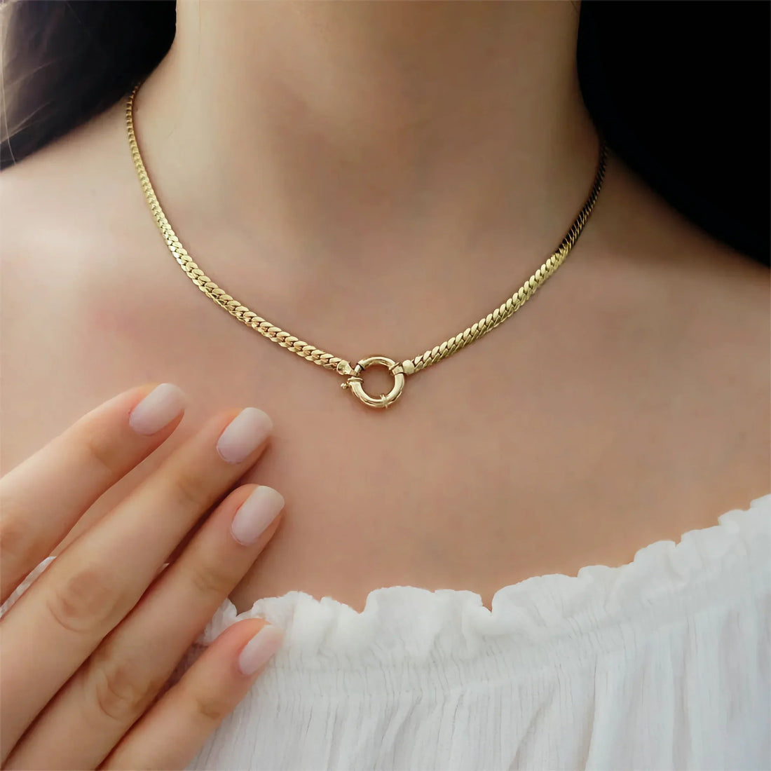 [Royal&Vicky]Gardenia Gold Fischgräten-Anhänger