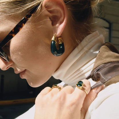 [Royal Vicky]Leighton Chunky Enamel Hoops