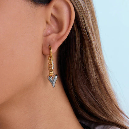 [Royal Vicky]Sarah Heart & Lock Gold Earrings