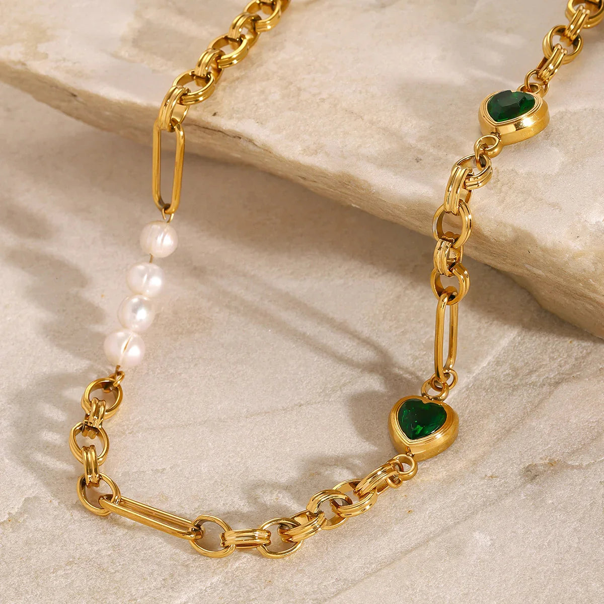 [Royal Vicky]Maddison Pearl Chain Gold Necklace