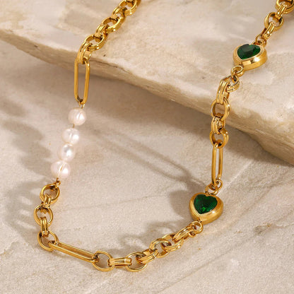 [Royal Vicky]Maddison Pearl Chain Gold Necklace