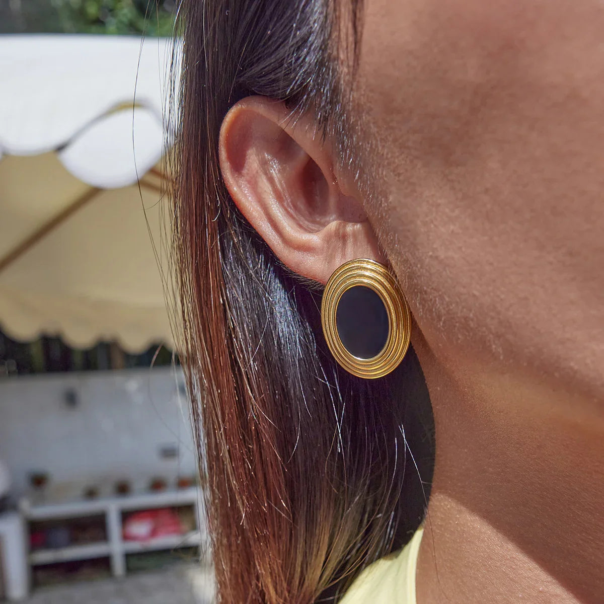 [Royal&Vicky]Ruthie Gold-Emaille-Ohrringe