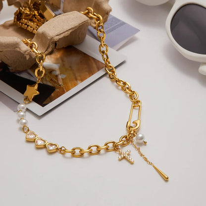 [Royal Vicky]Zeraphine Diamond Pearl Gold Necklace