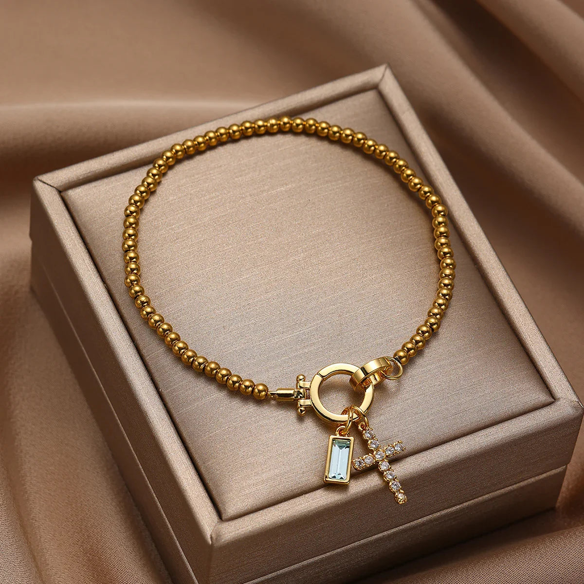 [Royal Vicky]Amalia Birthstone Cross Bracelet
