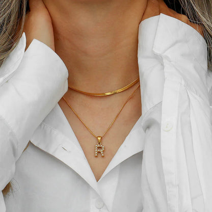 [Royal Vicky]Fiona Layered Gold Initial Letter Necklace