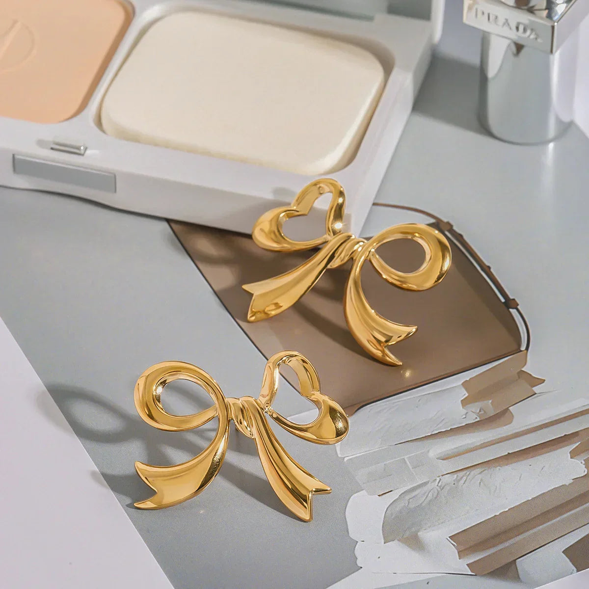 [Royal Vicky]Carissa Gold Bowtie Earrings