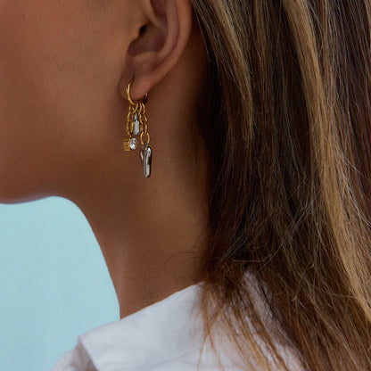 [Royal Vicky]Sarah Heart & Lock Gold Earrings
