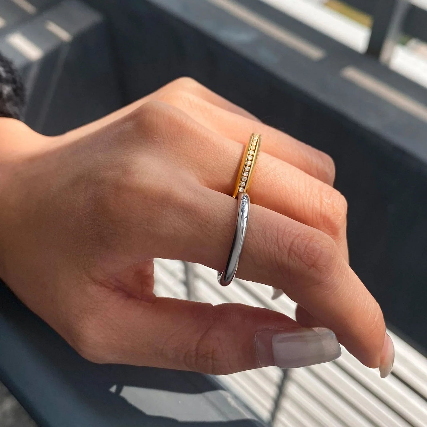[Royal Vicky]Claire Two Tone Ring Stack