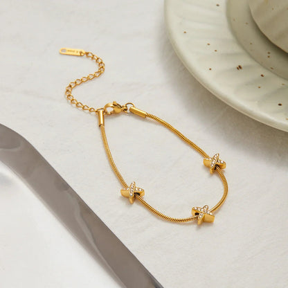[Royal Vicky]Brienne Diamond Cross Herringbone Bracelet