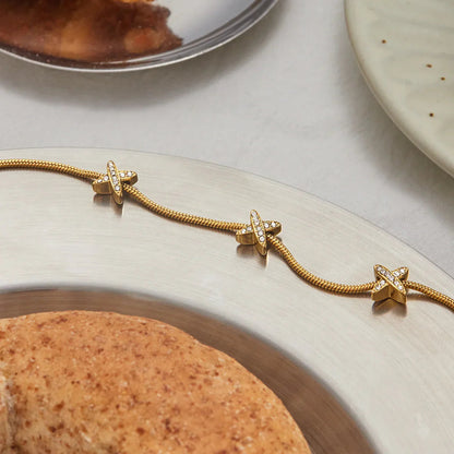 [Royal Vicky]Brienne Diamond Cross Herringbone Bracelet