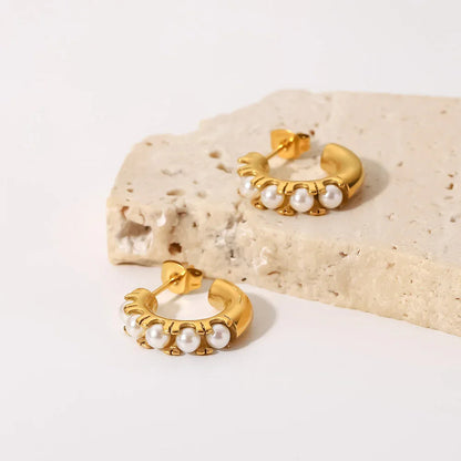 [Royal Vicky]Irene Pearl Hoop Earrings
