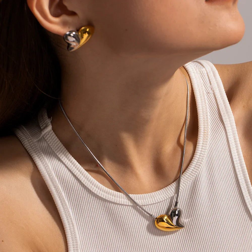 [Royal Vicky]Dorothea Two Tone Heart Necklace