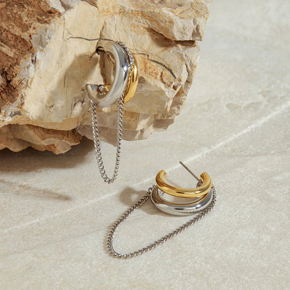 [Royal Vicky]Galilea Link Chain Hoops