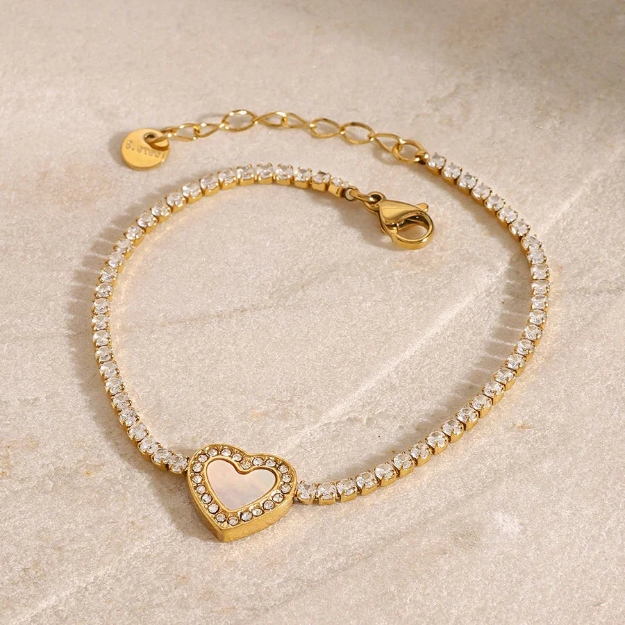 [Royal&Vicky]Cameron Diamant-Tennisarmband mit Herzschliff
