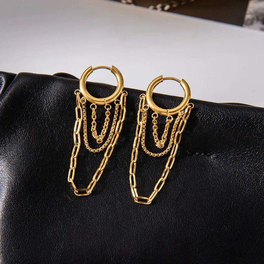[Royal&Vicky]アライナ リンクチェーン フープピアス