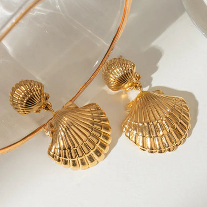 [Royal Vicky]Sandy Gold Seashell Earrings