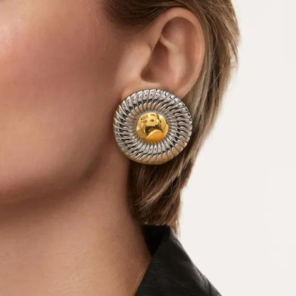 [Royal Vicky]Summers Gold Button Earrings